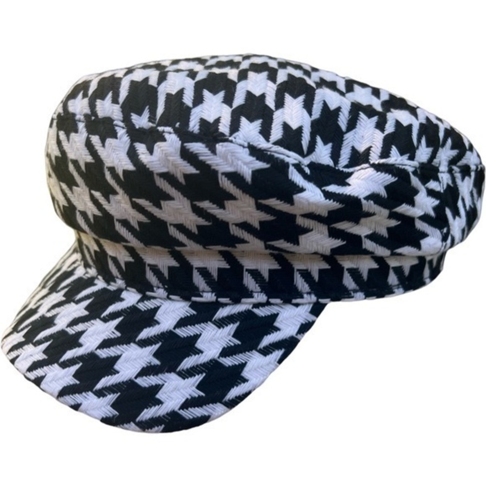 Houndstooth cabbie style hat